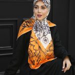 روسری ابریشم مجلسی توییل مدل گلسا