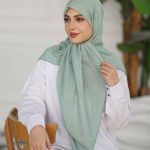 روسری نخی مدل ثنا سبز پاستیلی