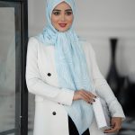 روسری نخی مدل پریسان آبی