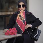 روسری ابریشم مجلسی توییل مدل درباری قرمز