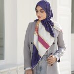 روسری ابریشم مجلسی توییل مدل درباری سرمه ای