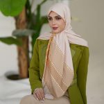 روسری ابریشم مجلسی توییل مدل درباری بژ