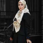 روسری ابریشم مجلسی توییل مدل مروارید