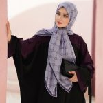 روسری ابریشم مجلسی توییل مدل وی بنفش