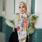 روسری ابریشم مجلسی توییل مدل گوچی کرم (جامانده)