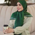 روسری نخی مدل دانتل سبز
