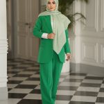 روسری نخی مدل بابونه سبز