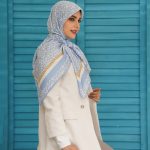 روسری ابریشم مجلسی توییل مدل نهال آبی