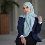 روسری نخی مدل بابونه آبی