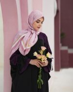 روسری ابریشم مجلسی توییل مدل نهال صورتی - Image 2