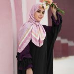 روسری ابریشم مجلسی توییل مدل نهال صورتی