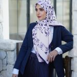 روسری ابریشم مجلسی توییل مدل سرمه سرمه ای