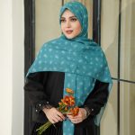 روسری نخی مدل قاصدک فیروزه ای