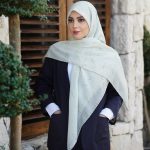 روسری نخی مدل بابونه سبز پاستیلی