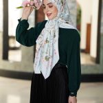 روسری ابریشم مجلسی توییل مدل نشاط