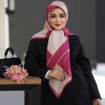 روسری ابریشم مجلسی توییل مدل پردیسان صورتی