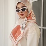 روسری ابریشم مجلسی توییل مدل هرمس نارنجی