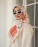 روسری ابریشم مجلسی توییل مدل هرمس نارنجی