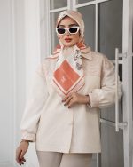 روسری ابریشم مجلسی توییل مدل هرمس نارنجی - Image 2