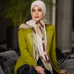 روسری ابریشم مجلسی توییل مدل پیچاز سبز