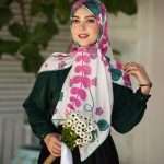 روسری ابریشم مجلسی توییل مدل برگ