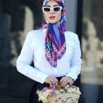 روسری ابریشم مجلسی توییل مدل هرمس آبی