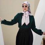 روسری ابریشم مجلسی توییل مدل برگ سوزنی