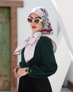 روسری ابریشم مجلسی توییل مدل برگ سوزنی - Image 2