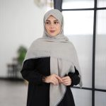 روسری وال نخ طوسی روشن