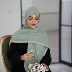 روسری وال نخ سبز پاستیلی