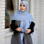 روسری وال نخ آبی جین