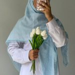 روسری وال نخ آبی روشن