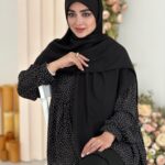 روسری سوپر نخ تک رنگ مشکی