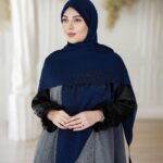 روسری پلیسه نخی سرمه ای