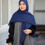 روسری وال نخ سرمه ای