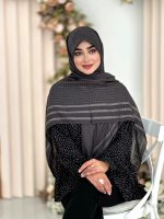 روسری نخی تک رنگ شیک ذغالی