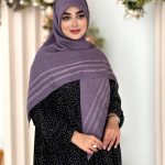 روسری نخی تک رنگ شیک بنفش