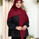 روسری نخی تک رنگ شیک زرشکی