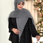 روسری سوپر نخ تک رنگ طوسی