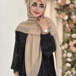 روسری سوپر نخ تک رنگ کرم