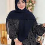 روسری سوپر نخ تک رنگ سرمه ای