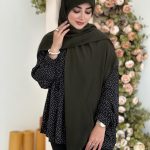 روسری سوپر نخ تک رنگ سبزحنایی