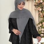 روسری سوپر نخ تک رنگ طوسی