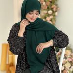 روسری سوپر نخ تک رنگ زمردی