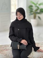 روسری سوپر نخ تک رنگ مشکی - Image 2