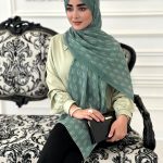 شال طرح دار مجلسی مدل دیور سبز