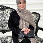 شال طرح دار مجلسی مدل دیور موکا طوسی