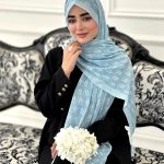 شال طرح دار مجلسی مدل دیور آبی