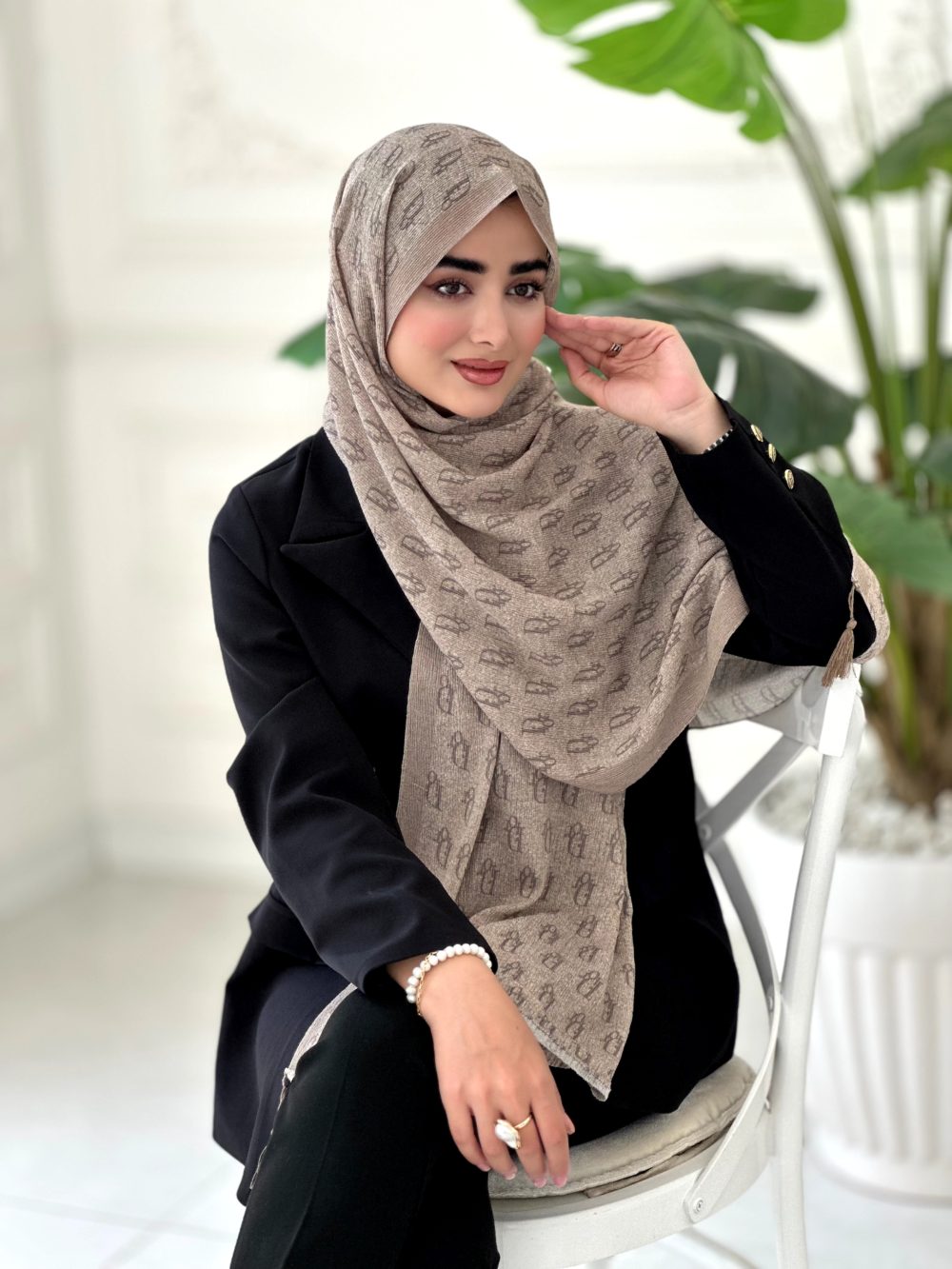 شال طرح دار مجلسی مدل دیور موکا - Image 1