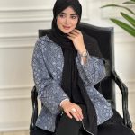 شال طرحدار مجلسی مدل لمه مشکی